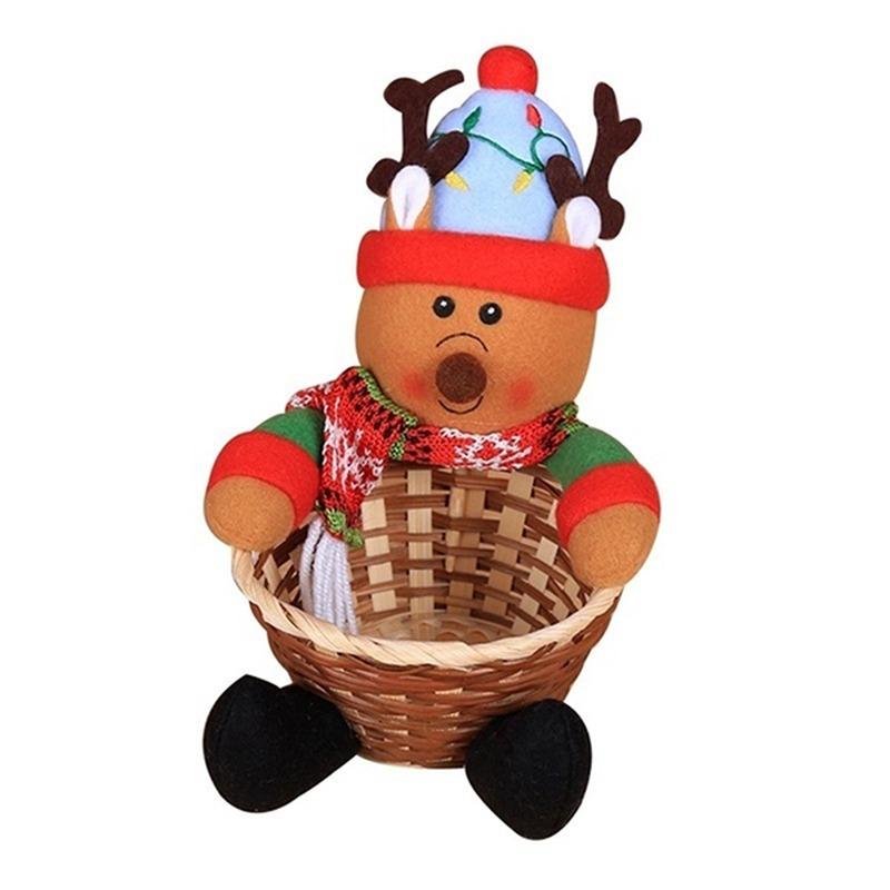 Weihnachtsdekoration Elch Schneemann Weihnachtsmann Obstkorb Weihnachtsbonbons Weidenkorb Kindergeschenk Haushalt Aufbewahrungskorb
