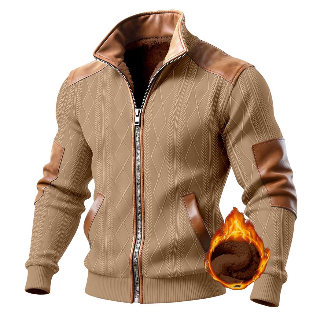 Mens Full Zip Cardigan Sweater Casual Knit Stand Collar Cardigan Slim Fit Color Block Fall Winter