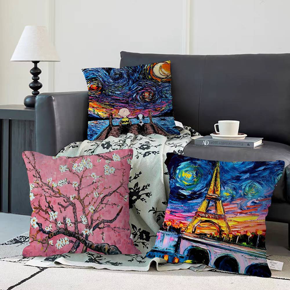 Van Gogh Famous Painting Cushion Cover Car Throw Pillow Case For Sofa Car Christmas Gift 40x40cm 45x45cm