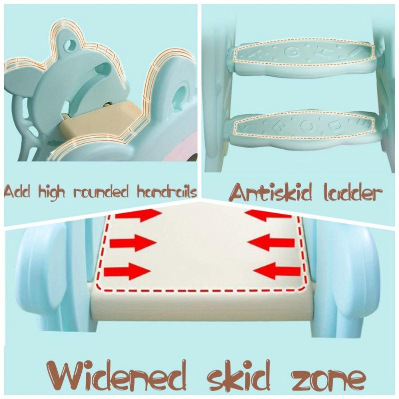 Kids Slide Safety Folding Slide Fox Freestanding Slides with Basketball Hoop for Indoor Outdoor Playground Climbing Playset