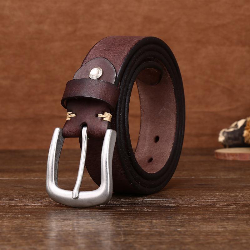 New Retro Washed Extra Thick First Layer Cowhide Belt Men's Casual Belt Men's