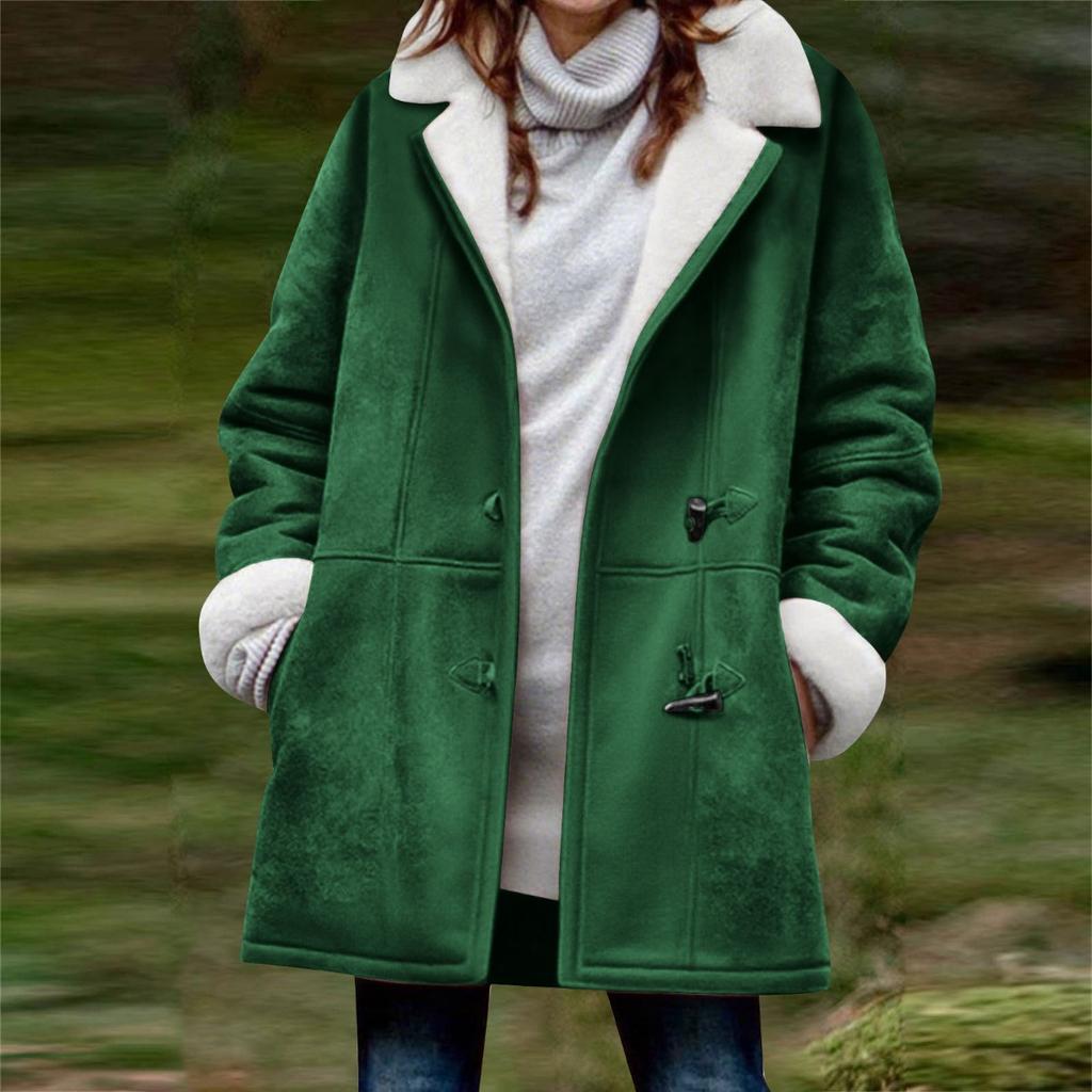 New Women's Solid Color Mid-length Loose Casual Fleece Thickened Warm Coat For Fall Winter, European & American Style Crossborder Outerwear