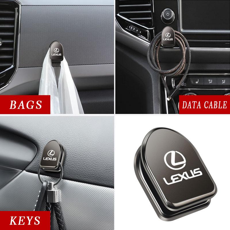 2 st bilkrokar med metall, stor lastbärande krok, glasögonhållare för Lexus F-SPORT RX300 IS200 IS250 ES350 CT200h UX250h NX300h RX350