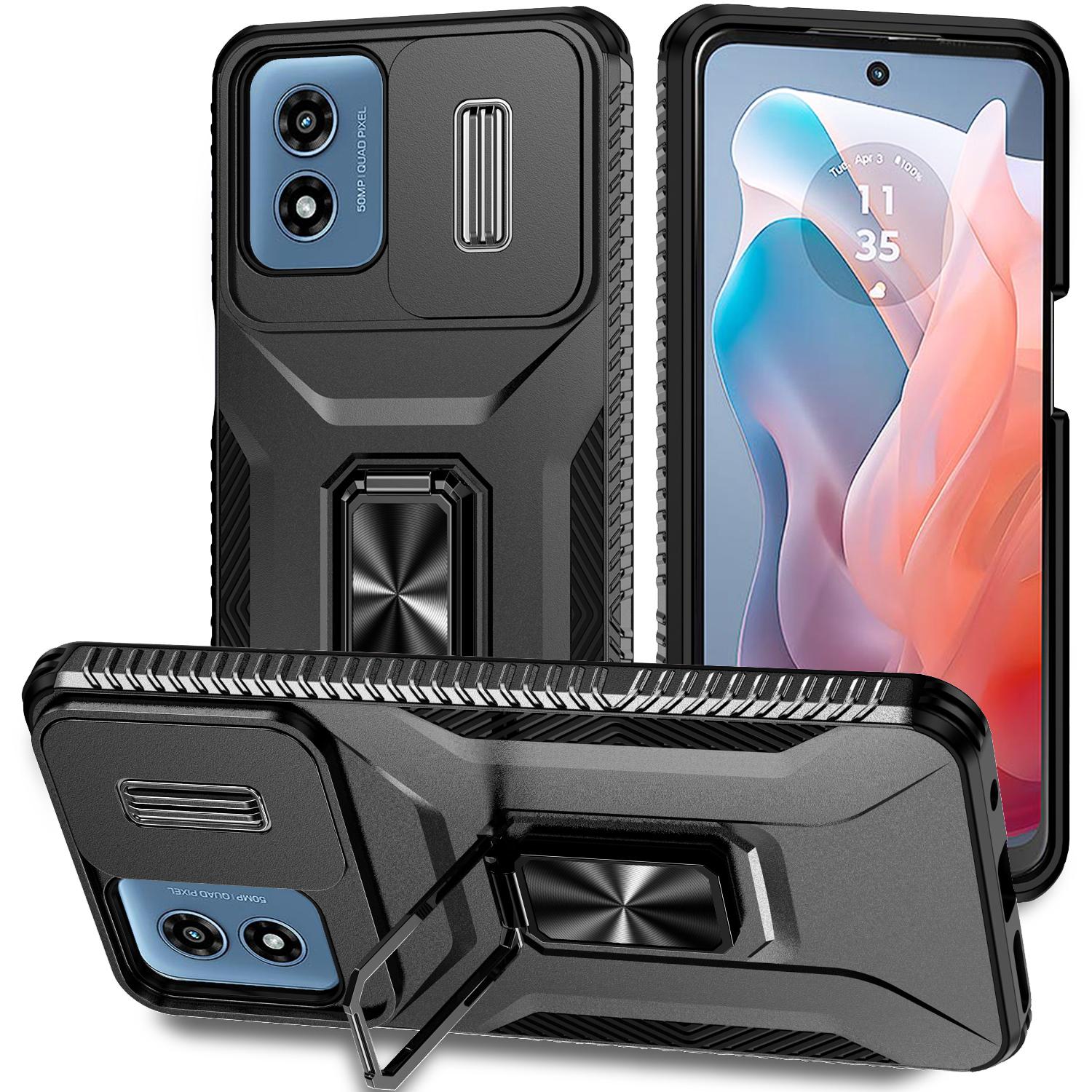 

Для Motorola Moto G Play (2024) Чехол 4G/G22 из ТПУ+ПК с подставкой Black