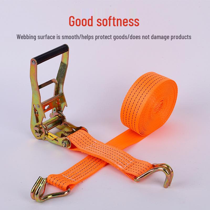 5cm Iron Frame Double Hook Polyester Cargo Strap - 12m Durable Tightening Rope