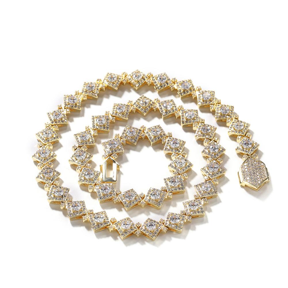 Collier Hip Hop en diamant européen et américain pour hommes, personnalité rétro carré en Zircon, chaîne de pull, bijoux