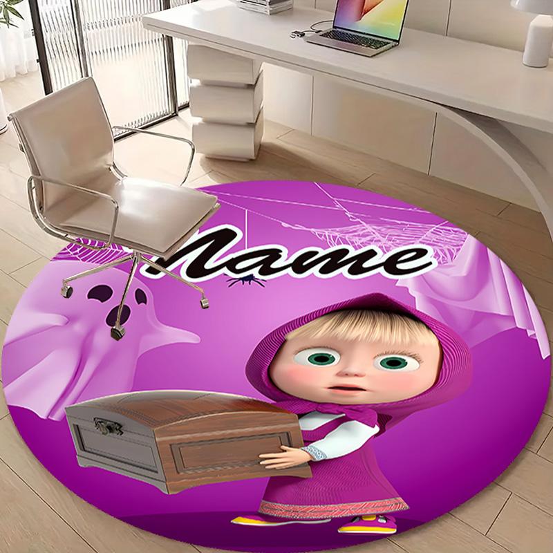 Personalized M-Masha and the Bear Round Chair Office Rug - Perfect for Mat, Office Chair & More - Ideal Gift for Birthdays and Holidays