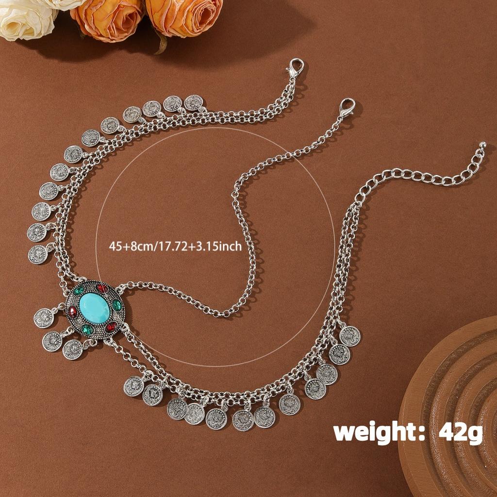 Ethnic Style Exotic Style Antique Silver Coins Tassel Ladies Hair Chain Ethnic Characteristics Travel Photo Accessories Head Chain