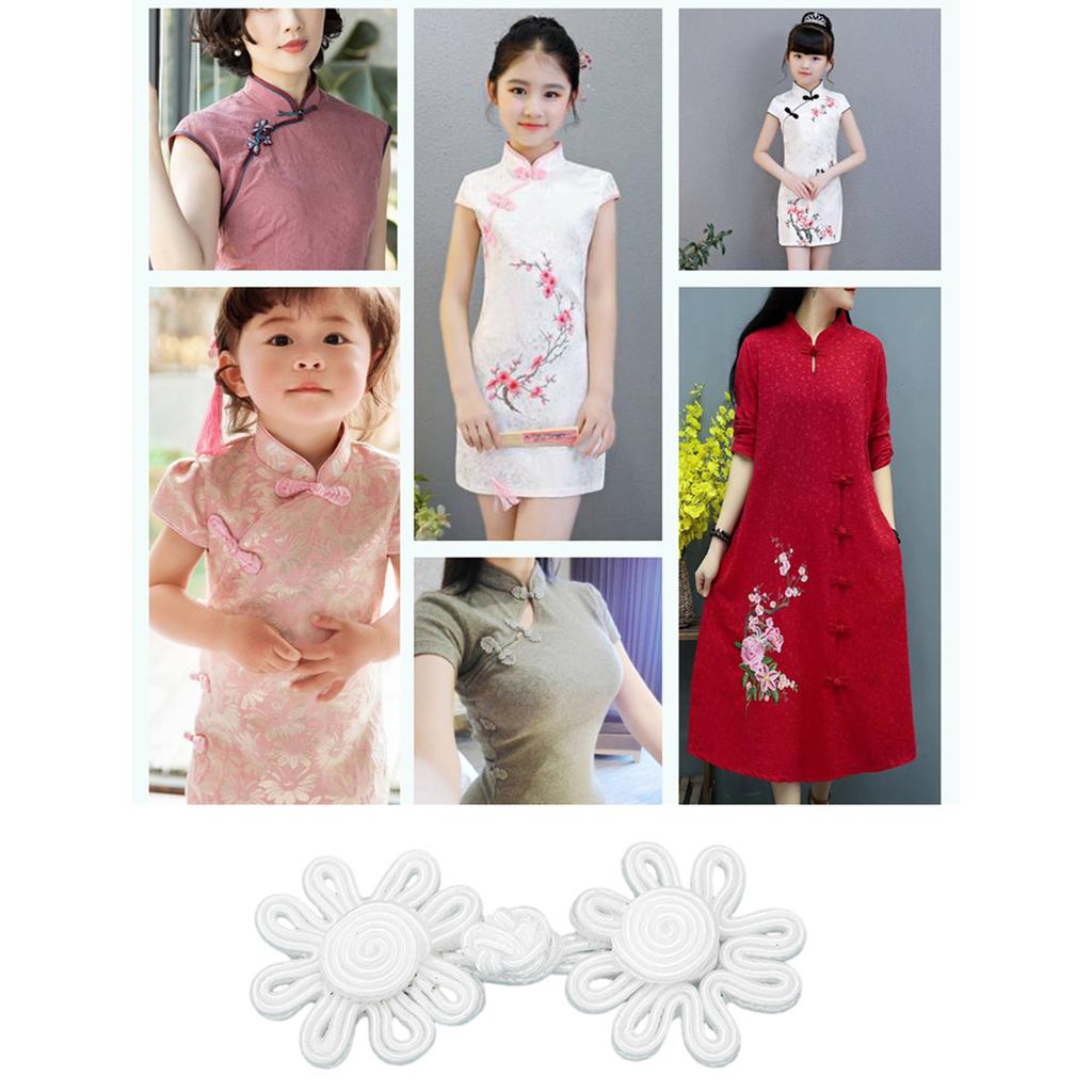 Chinese Traditional Button Sewing Crafted Buttons Sew On for Handcraft Cheongsam Embellishment White