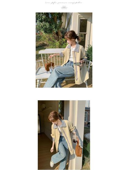 Damen Colorblock Stepp-Trenchcoat - Frühling/Herbst Koreanischer Stil, Mittellange Freizeitmodejacke