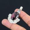925 Sterling Silber Ovales Herz Chakra Rhodonit Stein Ehefrau Boho Anhänger Schmuck