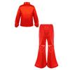 Boys Sequined Long Sleeve Spread Collar Shirt Elastic Waistband Flared Pants Jazz Outfit