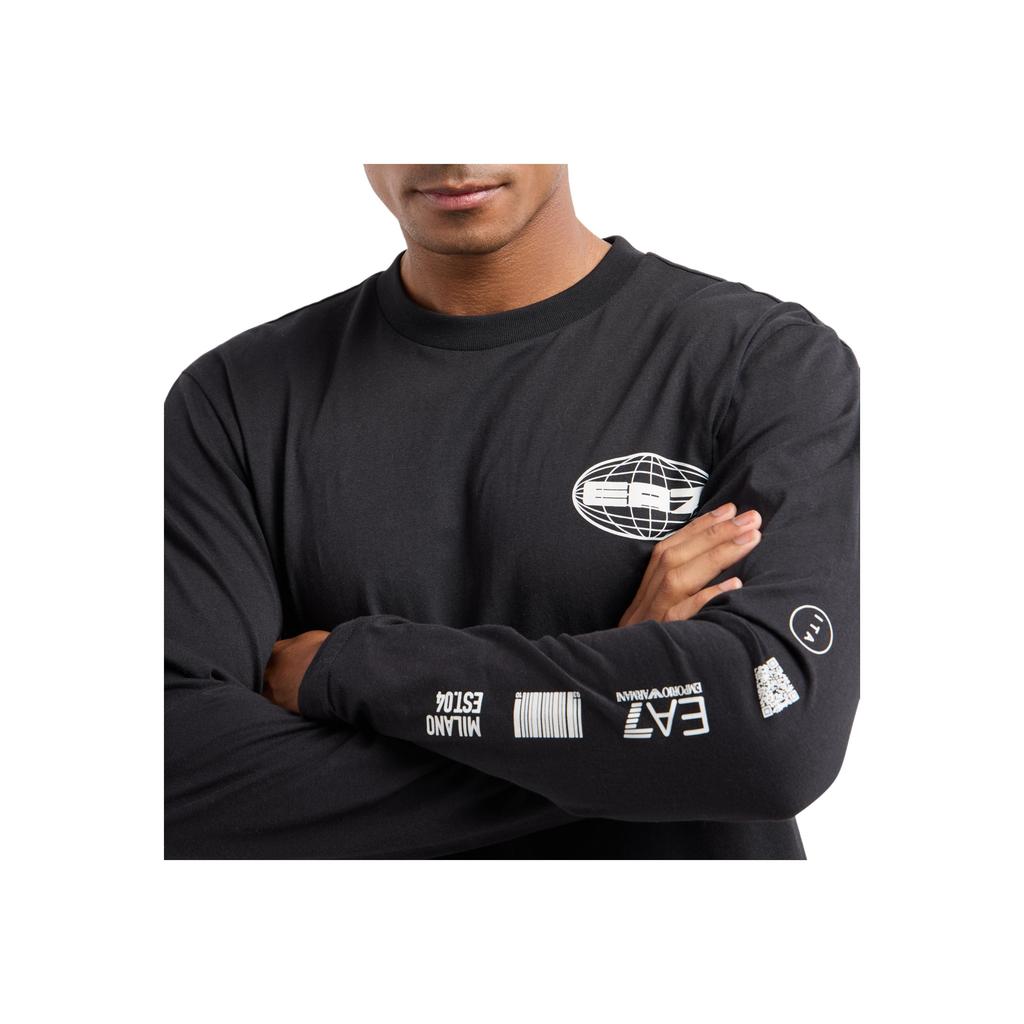 Emporio Armani EA7 Letter Print Crew Neck Long Sleeve Sweatshirt Men sweatshirt Black 7M000016-AF10429-UC001