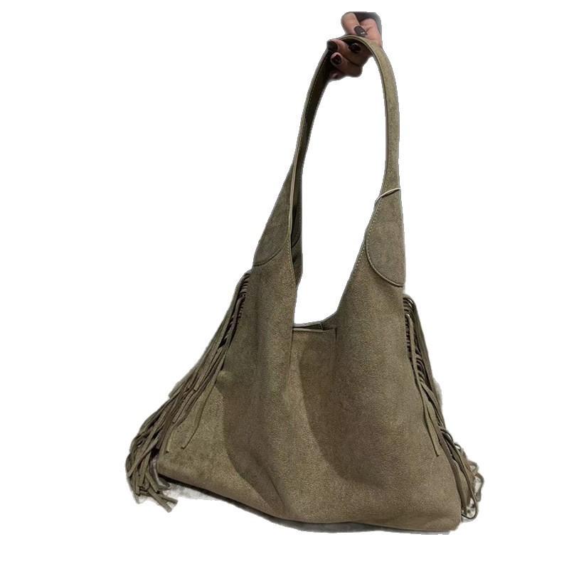 Large Soft PU Tote Bag Women Casual Chic Shoulder With Magnetic Multi Compartment Tassel Detail