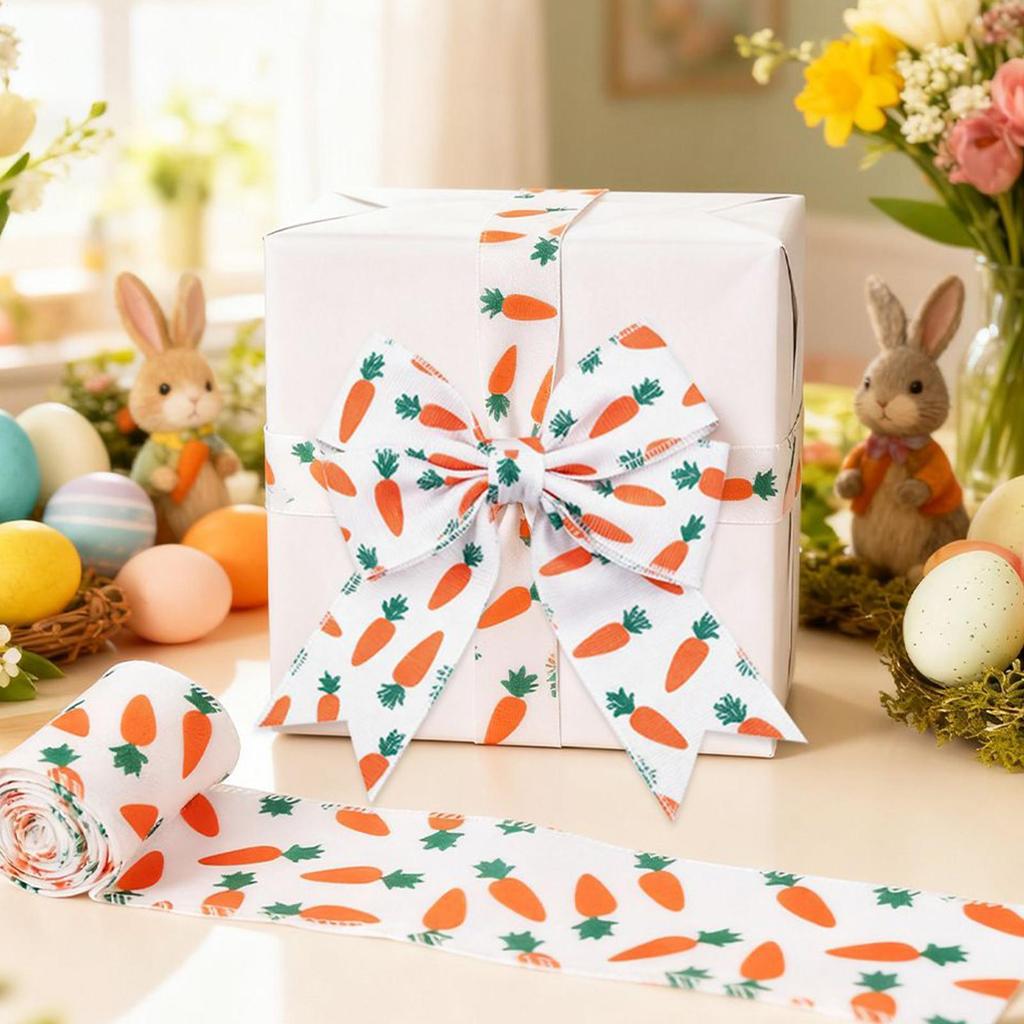 Happy Easter Printed Ribbons Easter Wrapping Ribbon For Gift Wrapping Crafts Easter Party Decor DIY Gift Box Wrapping Ribbon