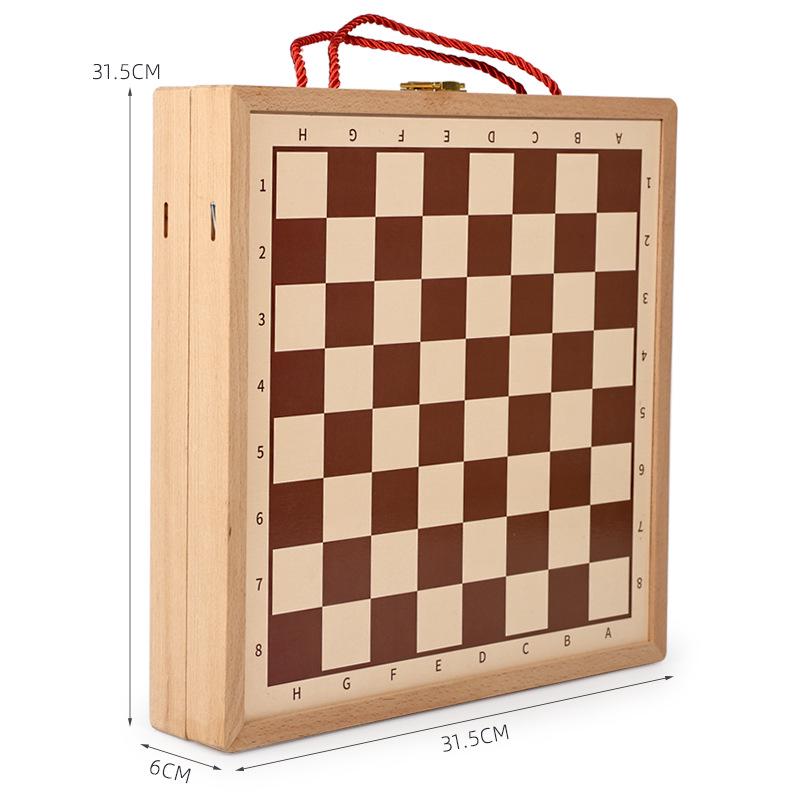 Double-Sided 4-in-1 Wooden Game Set: Chess, Five-in-a-Row, Go, Bowling - Children's Educational Toy