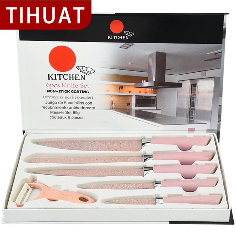 

TIHUAT Кухонный нож из шести предметов, пустые гребешки со звездами, нож шеф-повара, нож для очистки, кухонные ножи и аксессуары, наборы ножей