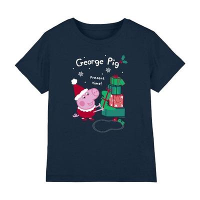 Childrens/Kids George Pig Present Christmas T-Shirt