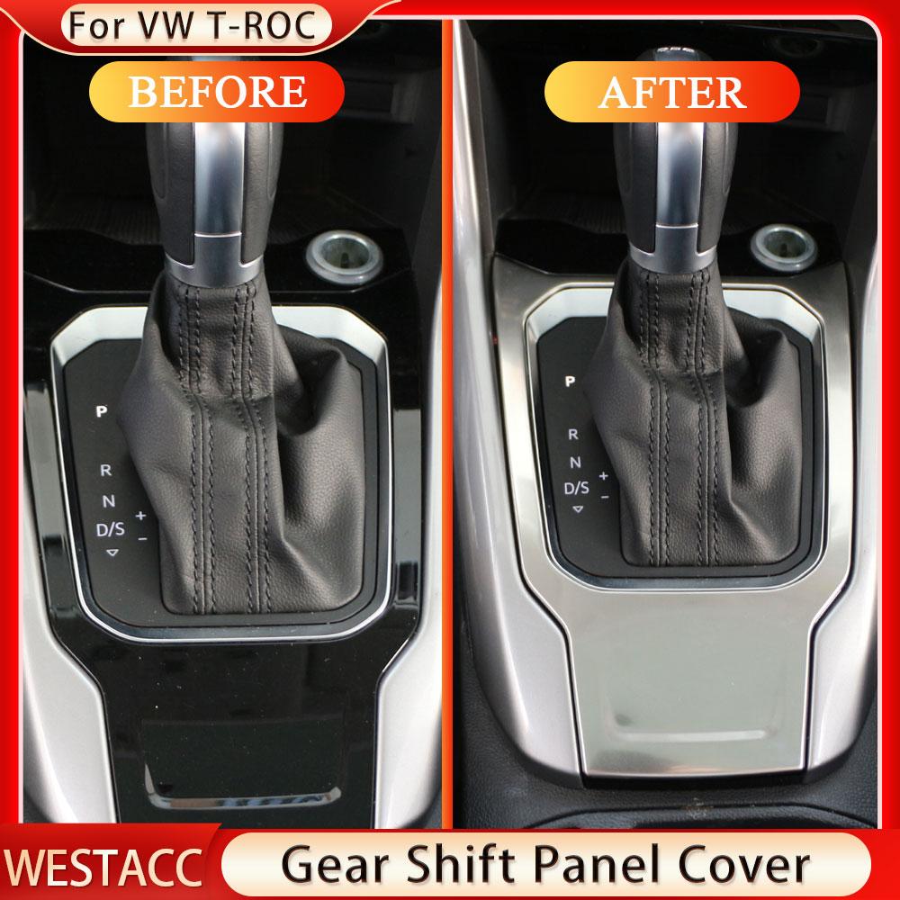 Edelstahl Auto Schaltknauf Panel Abdeckung Aufkleber Trim für Volkswagen VW Troc T-Roc 2018 2022