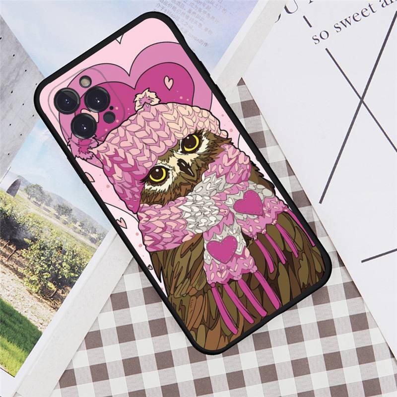 Animal Cute Cartoon Owl Phone Case For iPhone 6 7 8 Plus 11 12 13 14 Pro SE 2020 MAX Mini X XS XR Back Funda Cover