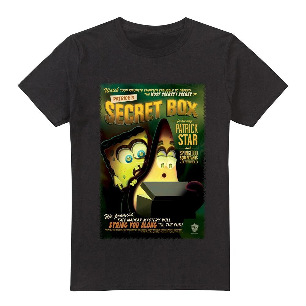 Spongebob Patricks Secret Box 100% Cotton T-shirt Mens Tees Top S-2XL, Black L