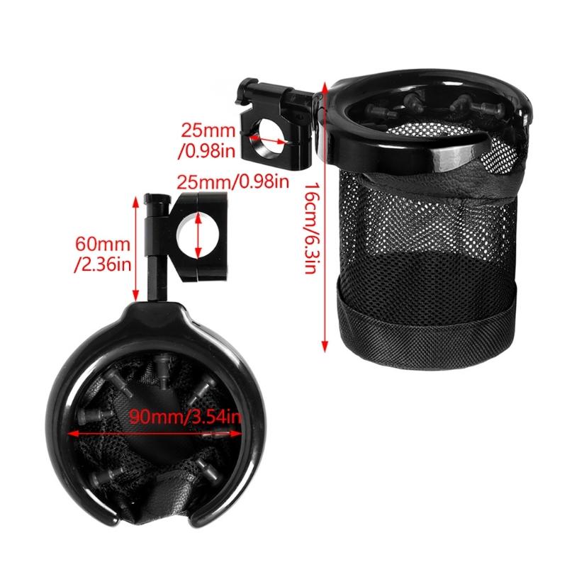 Motorbike Beverage Holder Mesh Cup Pocket with 22 Mm Handlebar Clamp, for Daily Use, Road Travel and Commute Miles