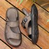 Men Leather Outdoor Sandals Lightweight Comfortable Anti Slip Soft Sole Beach Walking Travel Summer Casual Footwear Everyday Wear