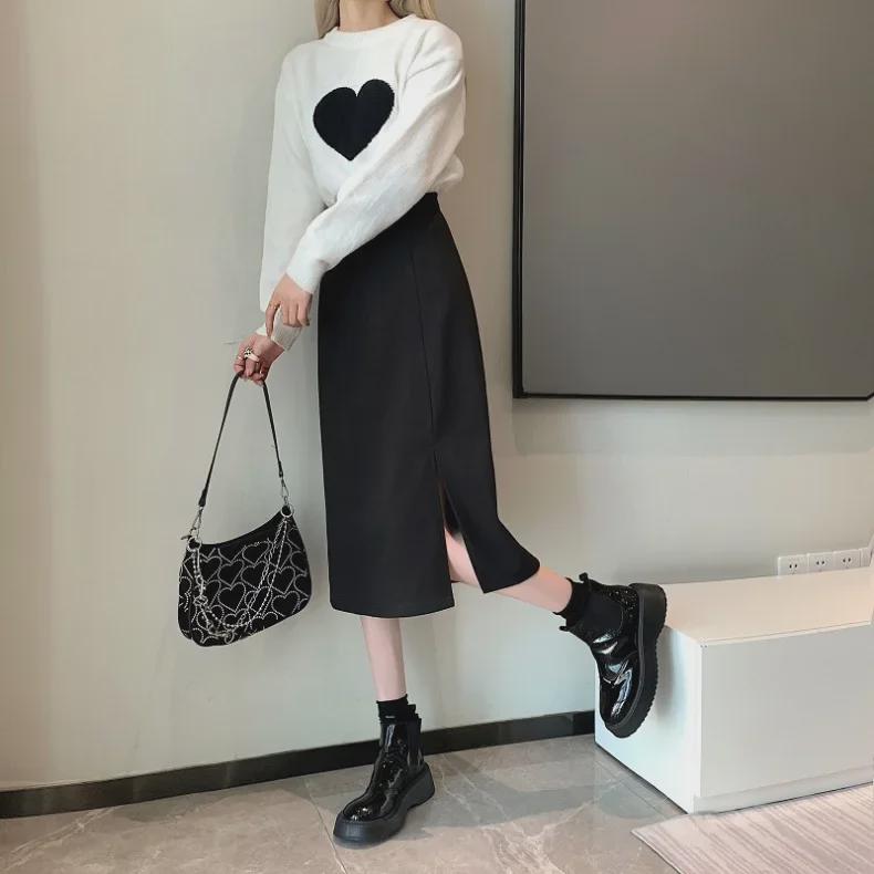 Coffee Color Women's Mid-Length A-Line Summer Slit Skirt 022