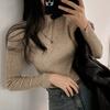 Herbst Winter Basic Rollkragen Langarm Damen Strickpullover Weich Elastisch Locker Pullover Pullover Frau Lässig Einfache Oberteile Innere Kleidung