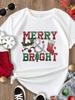 (Asian Size) Tee Merry Christmas New Year Holiday Top festival Casual tree letter style Women Print Lady Short Sleeve Fashion Graphic T-shirts