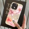 Luxury Pink Lily Silicon Phone Case For iPhone 17 Pro Max 13 15 16 14 12 11 Pro Max Pro 16E Plus Shockproof Lichee Pattern Cover