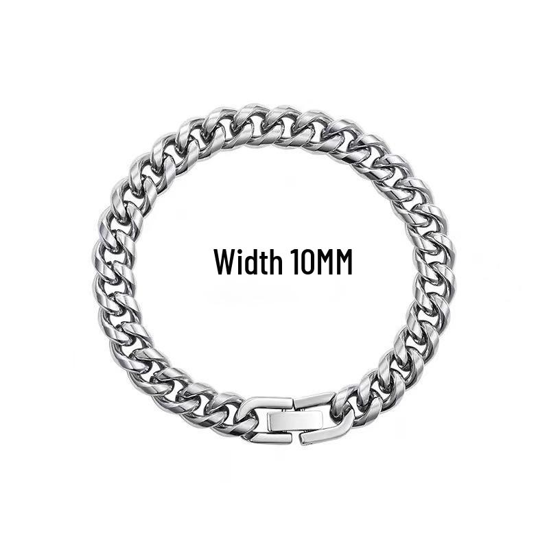 Titanium Steel Men's Hip Hop Round Grind Chain Necklace & Bracelet Set - Non-Fading Jewelry