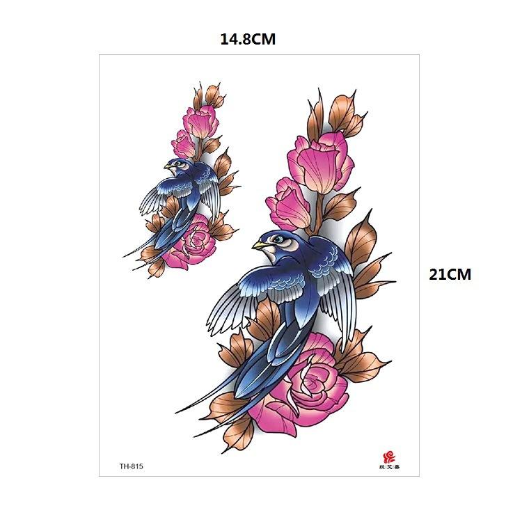 

Plain Flower Tiger Big Pattern Half Arm Simulation Color Watercolor Rose Sexy Waterproof Tattoo Sticker 14.8*21CM