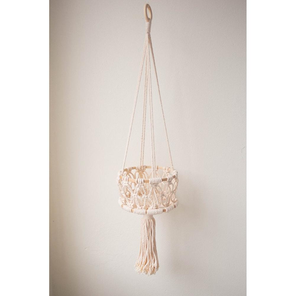 Hanging Basket Macrame Fruit Storage Container Organizer Cotton Rope Hanging Plant Pot For Home Decor