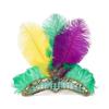 Women Carnival Crystal Crown Feather Headpieces 1920s Flapper Headband Show Girl Feather Headdress Mardi Gras Accessories