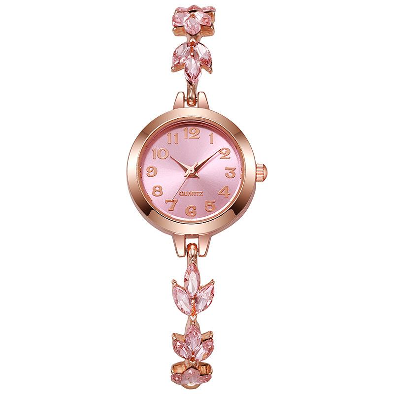 Women Bracelet Watch with Floral Chain Design Round Dial Analog Display Quartz Movement Adjustable Length for Daily Wear