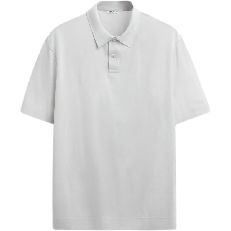 

Zara Solid Color Casual Comfortable Polo Shirt Men tops Blue Gray 4442410-485 XL