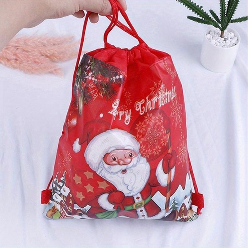 5PC Backpacks Santa Claus Xmas Supplies Toy Packing Christmas Gift Bag Storage Bags Drawstring Bags.