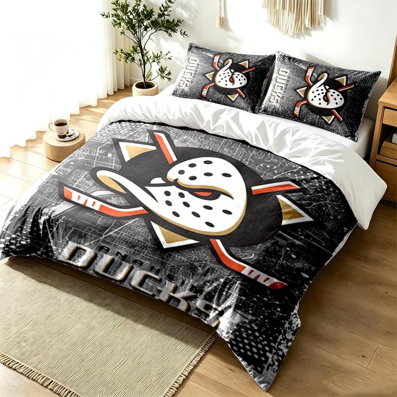 Anaheim Ducks 3-teiliges Bettwäsche-Set Einfaches Modernes Bettwäsche-Set Knitterfest Weicher Stoff Ganzjahresnutzung ein perfektes Geschenk