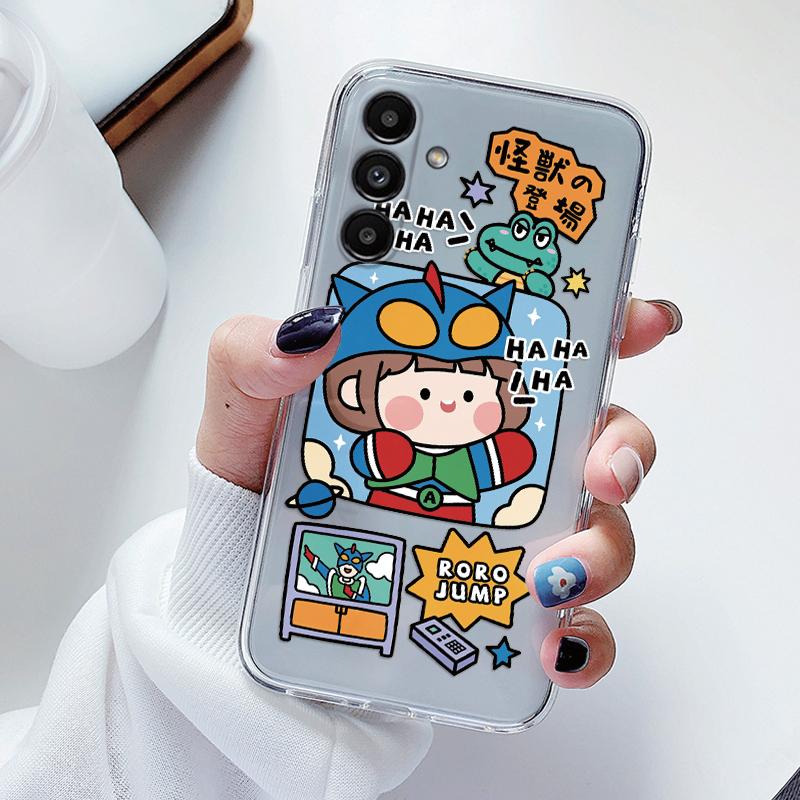 Transparent Case For Samsung Galaxy A24 A17 A16 A56 A55 A54 A06 4G Cover Cartoon Flowers Soft Clear Shockproof Funda Face Capa