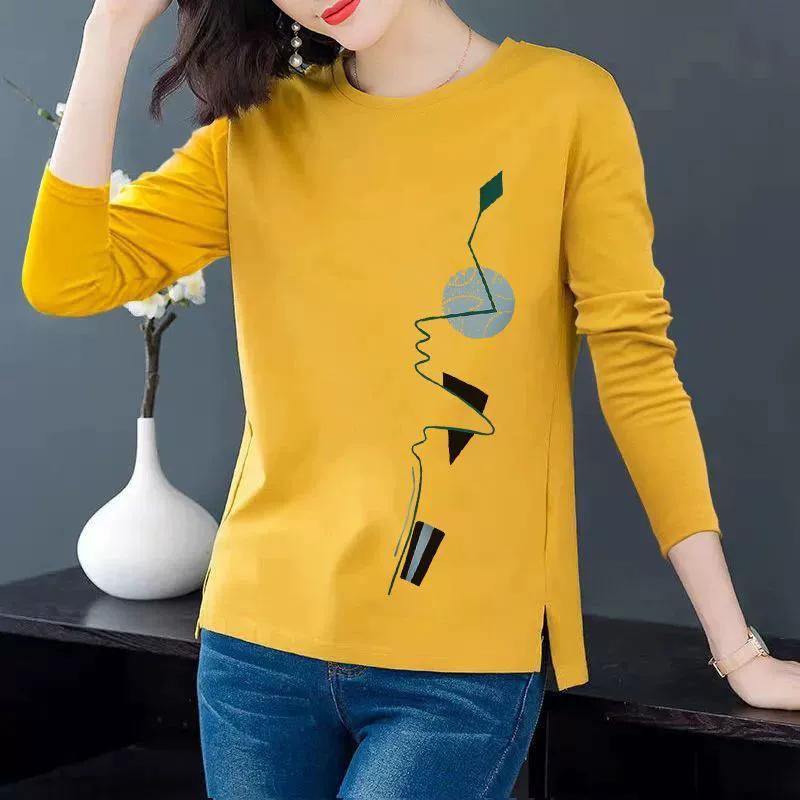 

Женская футболка с круглым вырезом и длинным рукавом, облегающая, универсальная, повседневная, на весну и осень, тонкий размер, большой размер XXS