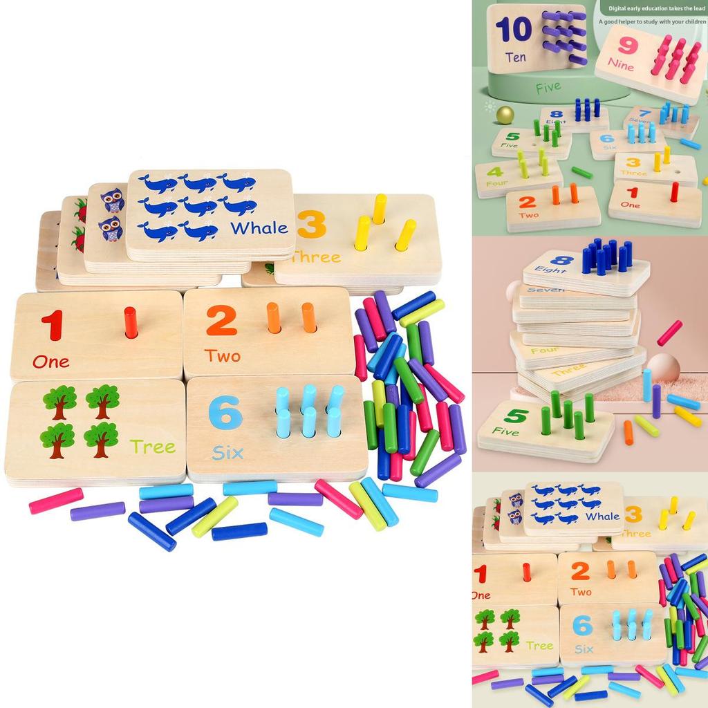 Wooden Montessori Math Learning Stick Color Recognition Matching Board Educational Toy For Early Childhood