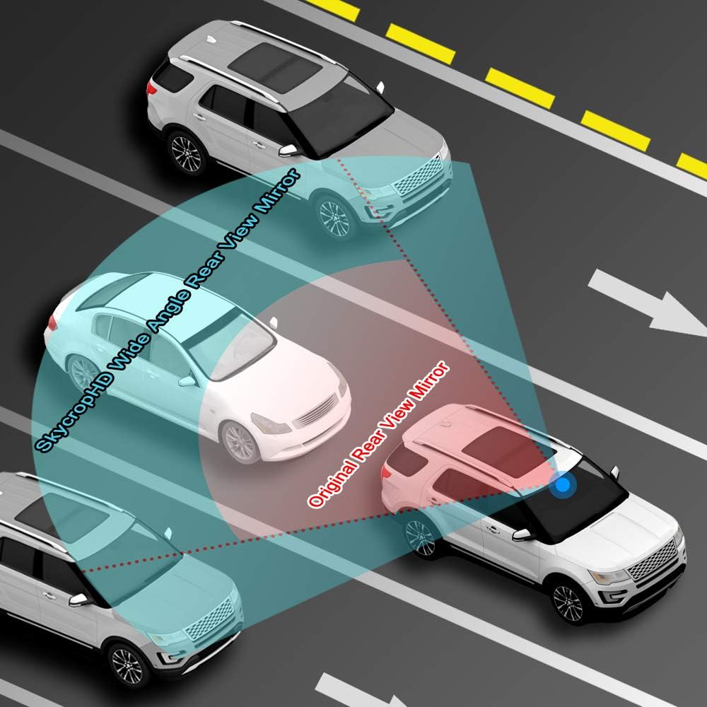 SkycropHD Frameless Rear View Mirror Interior Panoramic Wide Angle Mirror Eliminate Blind Spots For Car SUV Truck – Flat,11.8In (White)