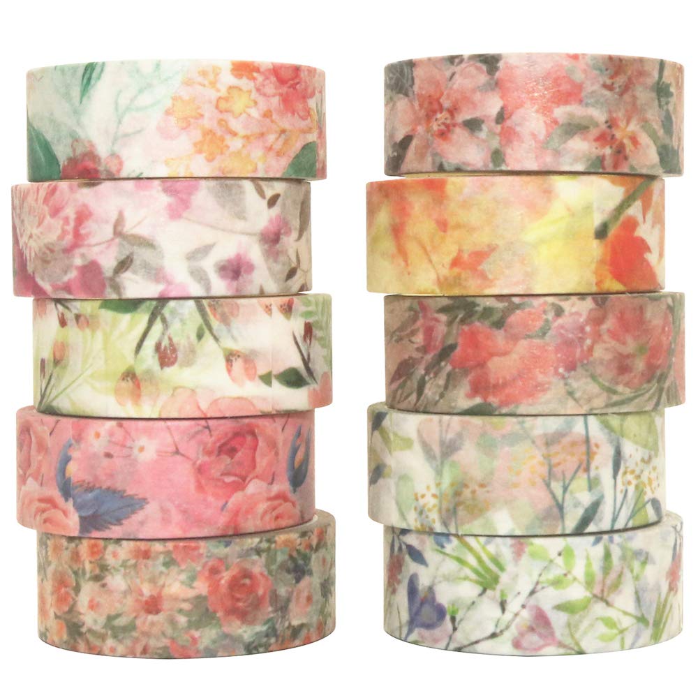 

Yubbaex Floral Masking Warm and Cold 15mm Wide x 10 Suitable for Gift DIY and Notebook Decoration Tape, Tones, Rolls, Thin, Wrapping, Crafts, (Warm
