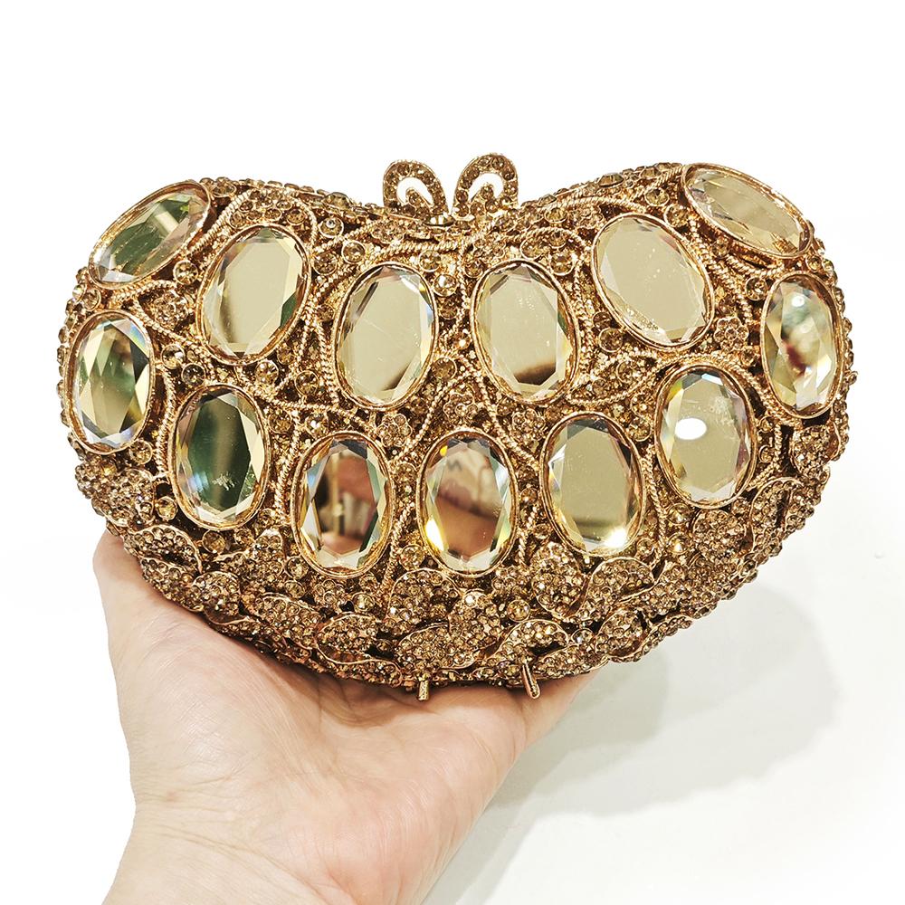 

Heart Shape Women Crystal Evening Bags Party Cocktail Rhinestone Handbag Diamond Clutches Wedding Bridal Purse Minaudiere 18.5cmX12cmX7cm золотой