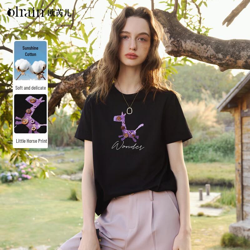 

Olrain Women s Little Horse Print Short Sleeve T-shirt S