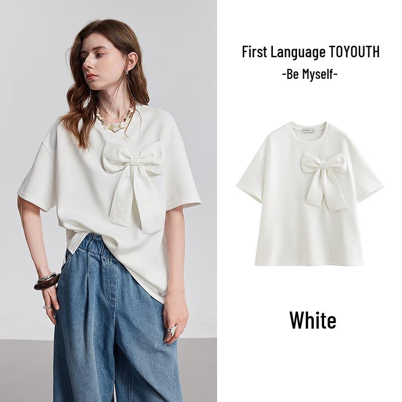 Chuyu Women's 2025 Summer Oversized Bowknot T-Shirt