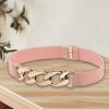 Waist Belt Golden Polished Metal Chain Buckle Elastic Elegant Wide Women Dress Shirt Coat Belt Clothing Accessories
