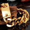 Polished Stainless Steel Hand Accessories 20MM Wide Iron Cuban Chain Men's Wrist Bracelet Luxury Never Fade Gold Color Men‘s Jewellery Boy