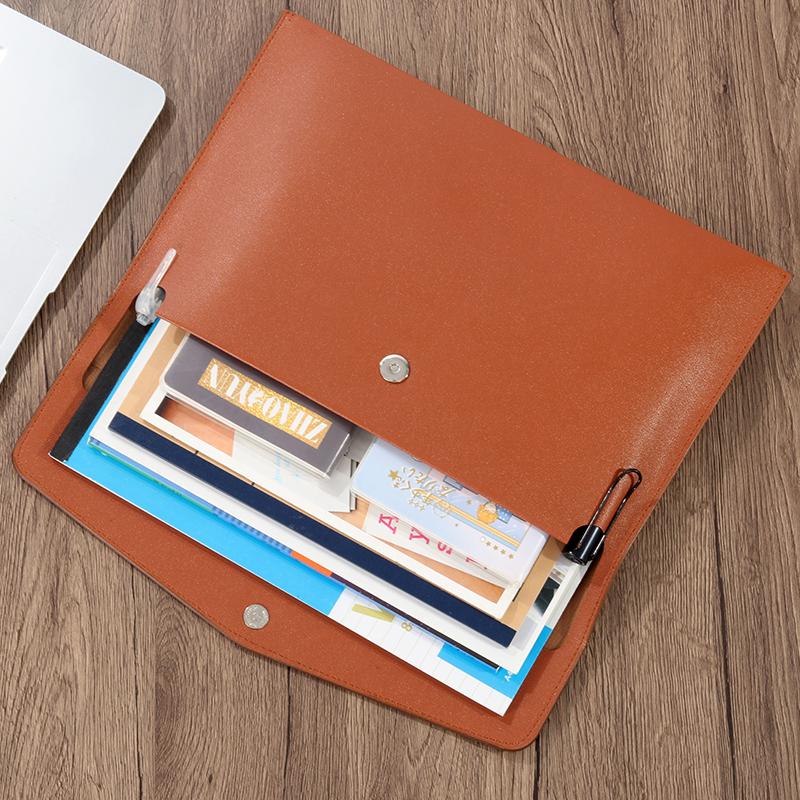 Faux Leather Document Bag, Business Information Bag, A4 Folder, School and Office Supplies, Storage Bag